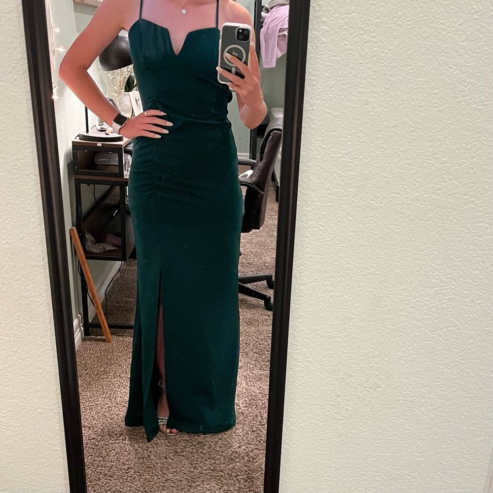 emerald sundae green dress Emerald Sundae Dress Juniors L Green Satin One Shoulder Stretch Party NEW READ